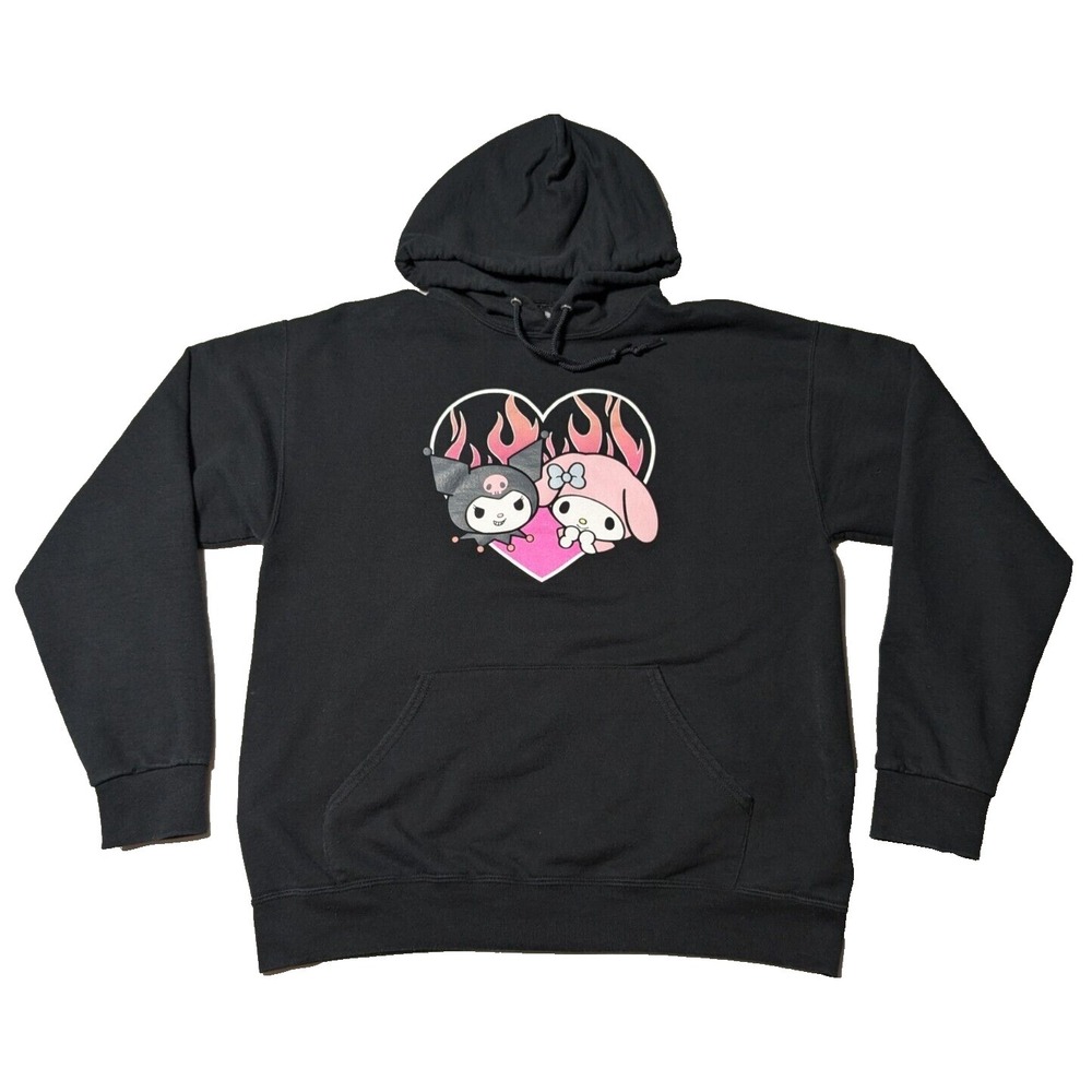 Sanrio My Melody & Kuromi Heart Men‎ Large Black Hoodie